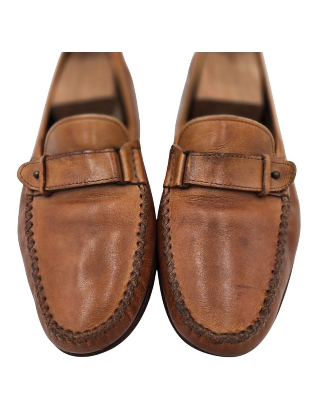 Vintage Salvatore Ferragamo 9.5D Tan Brown Leather Loafers Dress Casual Shoes - Picture 9 of 11